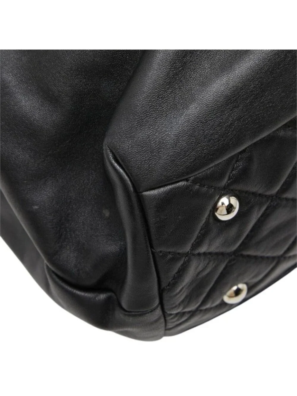 Chanel CC Logo Handbag Chain Tote Black Lambskin